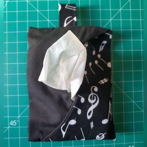 Travel Size Tissue Cover | Music Notes Print Fabric